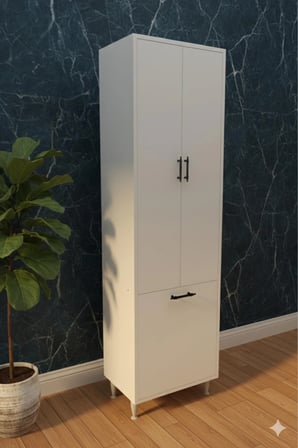 Kapadokya 2 Kapaklı Çok Amaçlı Dolap Kirli Çamaşır Sepetli Banyo Çamaşır Dolabı