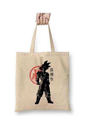 Saiyan Our Dragon Ball Bez Çanta Uzun Saplı Alışveriş Çantası Plaj Çantası