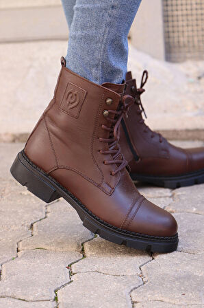 M.P 212-4426 Hakiki Deri Fermuarlı Erkek Postal Bot