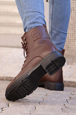 M.P 212-4426 Hakiki Deri Fermuarlı Erkek Postal Bot