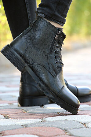 M.P. 232-4241 Kaymaz Taban Fermuarlı Hakiki Deri Erkek Bot