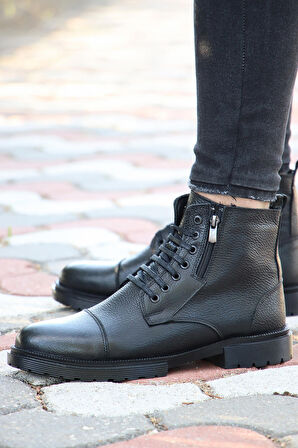 M.P. 232-4241 Kaymaz Taban Fermuarlı Hakiki Deri Erkek Bot