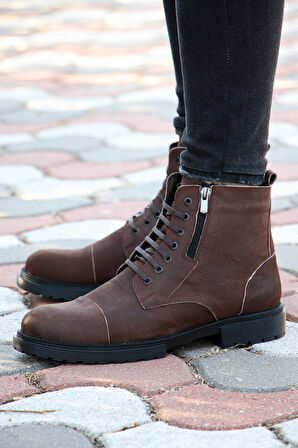 M.P. 232-4241 Kaymaz Taban Fermuarlı Hakiki Deri Erkek Bot