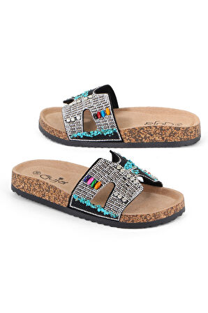 Vojo Ella Anatomik Taban Taş Detaylı Kadın Terlik