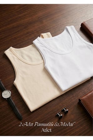 Erkek Ten&Beyaz Modal Pamuklu Atlet - Yumuşak Dokulu Premium Atlet