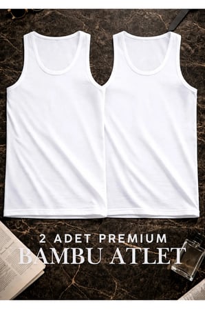 Erkek 2'li Beyaz Bambu Pamuklu Atlet - Yumuşak Dokulu Premium Atlet
