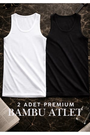 Erkek 2'li Siyah&Beyaz Bambu Pamuklu Atlet - Yumuşak Dokulu Premium Atlet