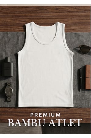 Erkek 3'lü Beyaz Bambu Pamuklu Atlet - Yumuşak Dokulu Premium Atlet