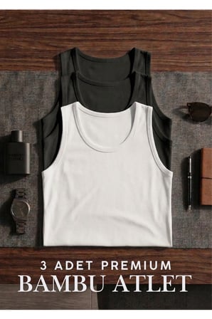 Erkek 3'lü Bambu Pamuklu Atlet - Yumuşak Dokulu Premium Atlet