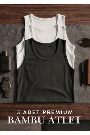 Erkek 3'lü Bambu Pamuklu Atlet - Yumuşak Dokulu Premium Atlet