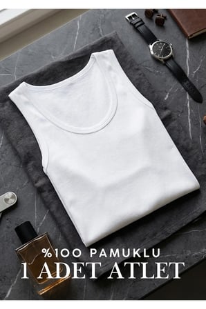 Pamuklu 3'lü Erkek Atlet - Terletmez Penye Atlet