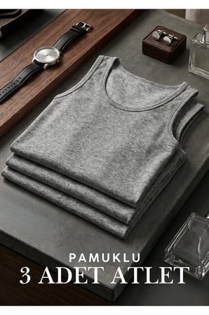 Pamuklu 3'lü Erkek Atlet - Terletmez Penye Atlet