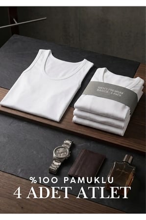 Pamuklu 4'lü Erkek Atlet - Terletmez Penye Atlet
