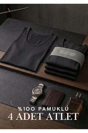 Pamuklu 4'lü Erkek Atlet - Terletmez Penye Atlet