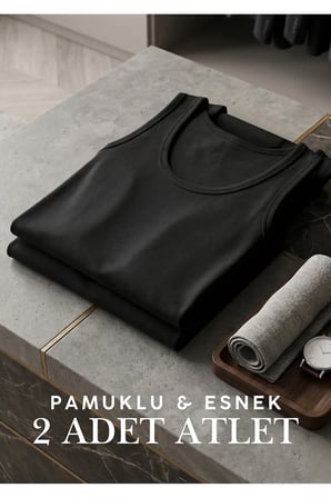 Erkek Likralı Pamuklu 2'li Atlet - Esnek ve Yumuşak Dokulu Atlet