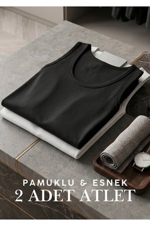 Erkek Likralı Pamuklu 2'li Atlet - Esnek ve Yumuşak Dokulu Atlet