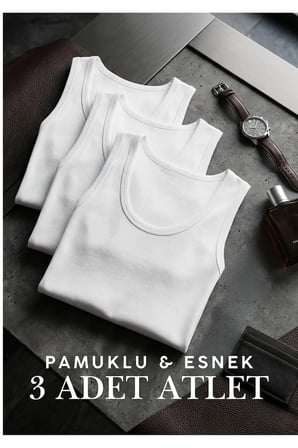 Erkek Likralı Pamuklu 3'lü Atlet - Esnek ve Yumuşak Dokulu Atlet