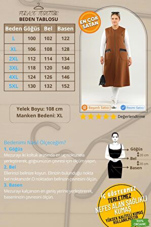 Kadın Deri Cepli Buyuk Beden Uzun Yelek