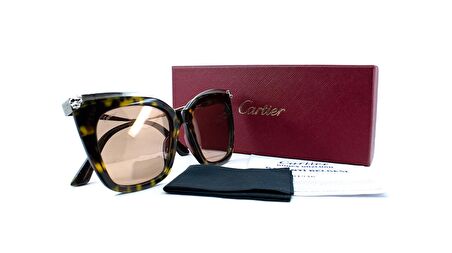 CARTIER  CT0030S 002 53  Unisex YEŞİL Köşeli Çerçeve Güneş Gözlüğü