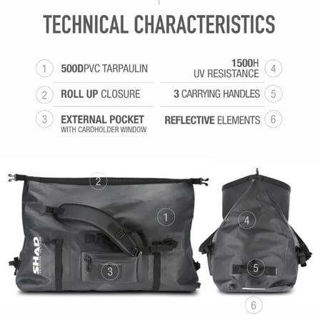SHAD SW80 Soft Motosiklet Çantası 80 Litre Su Geçirmez X0SW80