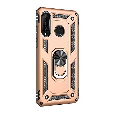 Gpack Huawei P30 Lite Kılıf Vega Standlı Yüzüklü Mıknatıslı