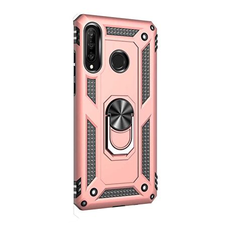 Gpack Huawei P30 Lite Kılıf Vega Standlı Yüzüklü MıknatıslıNano Glass