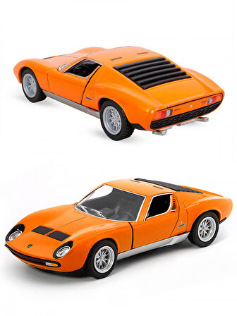 Kinsmart 1971 Lmaborghini Miura Diecast Çek Bırak Metal Araba Turuncu