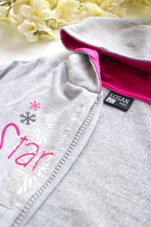 KAPÜŞONLU PEMBE STAR SNOW SWEAT