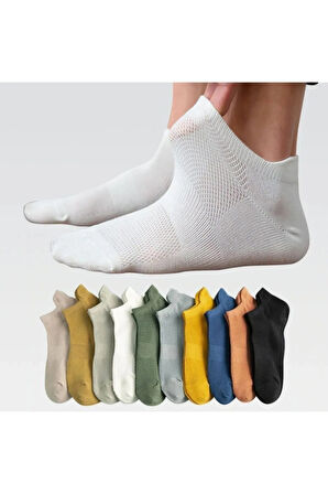 Unisex 10 Çift Görünmez Renkli Çorap