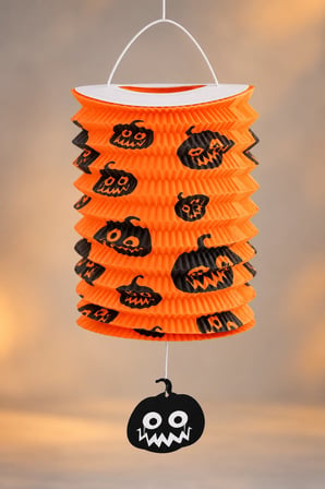 Halloween Cadılar Bayramı Gemici Kağıt Feneri Turuncu Balkabağı Baskılı Asma Parti ve Tavan Süsü