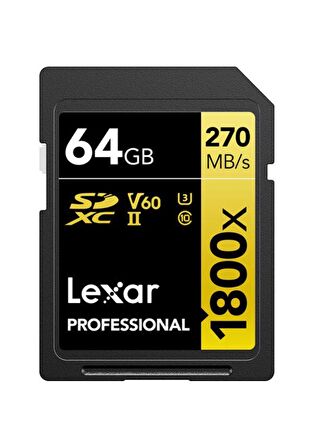 Lexar Gold Series 1800x 64 GB SDXC Class 10 UHS-II Hafıza Kartı