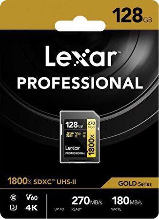 LEXAR Professional 128GB 1800x SDXC UHS-II SD Hafıza Kartı