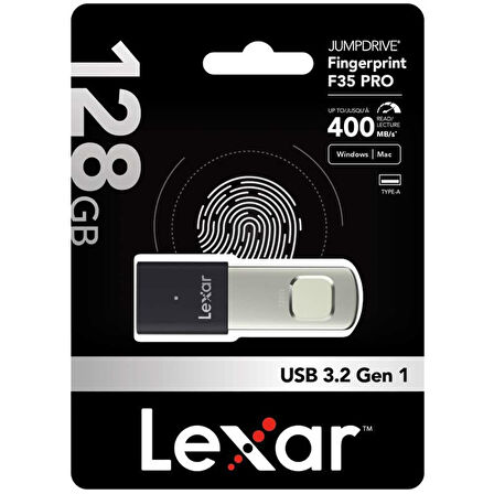 Lexar 128GB Parmak İzi Okuyuculu F35 Pro 300Mb 3.2 USB Flash Bellek