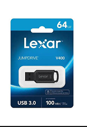 Lexar 64GB V400 Siyah 100 mb/s 3.0 USB Flash Bellek