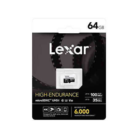 Lexar High Endurance 64gb Micro SD 100MB V30 4K Hafıza Kartı