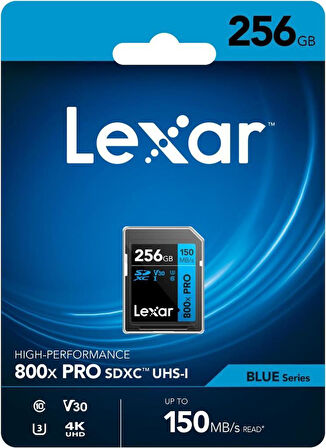 Lexar 256GB 800X SD UhsI V30 150MB/S Hafıza Kartı
