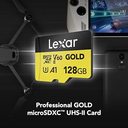 Lexar 128GB Professional GOLD V60 280mb UHS-II Micro Sd Hafıza Kartı