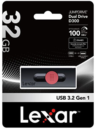 Lexar 32gb Usb Typec D300 100MB/s USB3.2 Flash Bellek