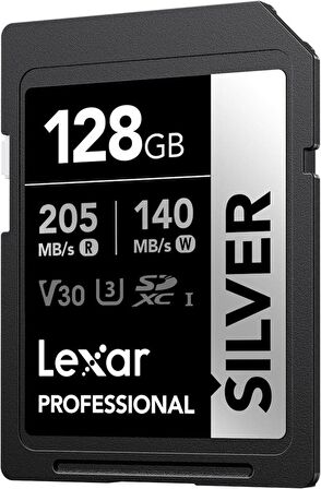 Lexar 128GB Silver Plus SD UhsI V30 U3 205MB/S Hafıza Kartı