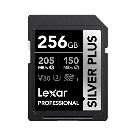 Lexar 256GB Silver Plus SD UhsI V30 U3 205MB/S Hafıza Kartı