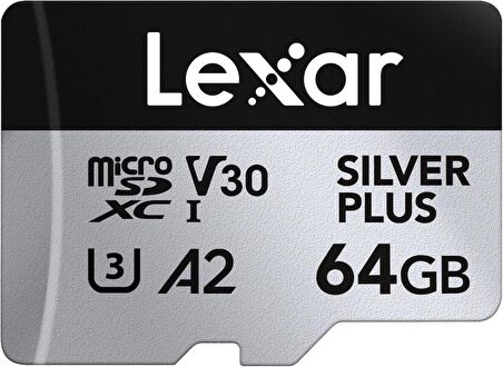 Lexar 64GB Silver Plus 205mb 4K V30 UHSI Micro SD Hafıza Kartı