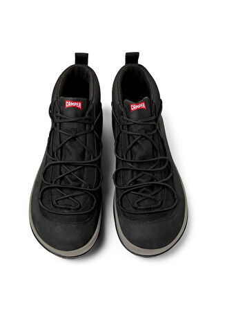 Camper %53 Geri Dönüştürülmüş Polyester, %47 İnek Derisi Siyah Erkek Bot Peu Pista GM