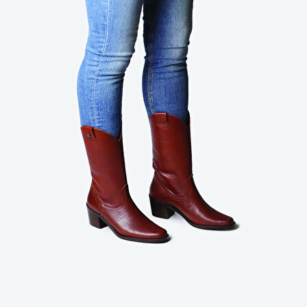 Kadın Bot UBEDA Toni Pons LEATHER COWBOY ANKLE BOOTS WITH HEEL