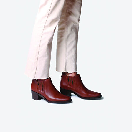 Kadın Bot UTIEL Toni Pons LEATHER COWBOY ANKLE BOOTS WITH HEEL