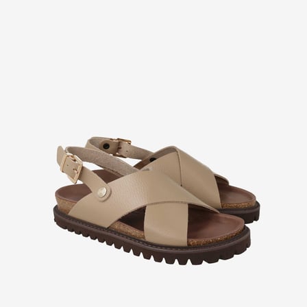  Kadın Sandalet G106771 Genuins Melen  Embossed Leather Taupe