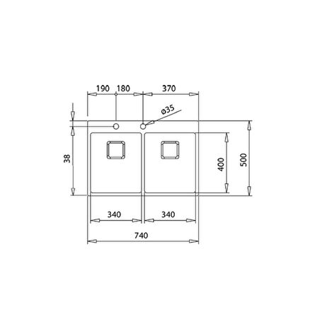 Teka - FORLINEA RS15 2B 740 - Ankastre/Tezgaha Sıfır Eviye - Paslanmaz Çelik - 74 cm - 115030011