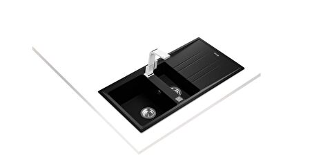 Teka STONE 60 L-TG METALLIC BLACK Ankastre Kumanda Sifonlu Granit Eviye Metalik Siyah 100 cm