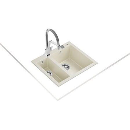 Teka - FORSQUARE 590 TG BRIGHT CREAM - Ankastre Kumanda Sifonlu Granit Eviye - Krem - 59 cm - 115260022