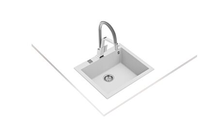 Teka FORSQUARE 50.40 TG ARTIC WHITE Ankastre Kumanda Sifonlu Granit Eviye Beyaz 50 cm