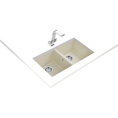 Teka - SQUARE 760 TG BRIGHT CREAM - Tezgahaltı Granit Eviye - Krem - 76 cm - 115260027